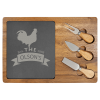 Acacia WoodSlate Rectangle-Cheese Set with Three Tools