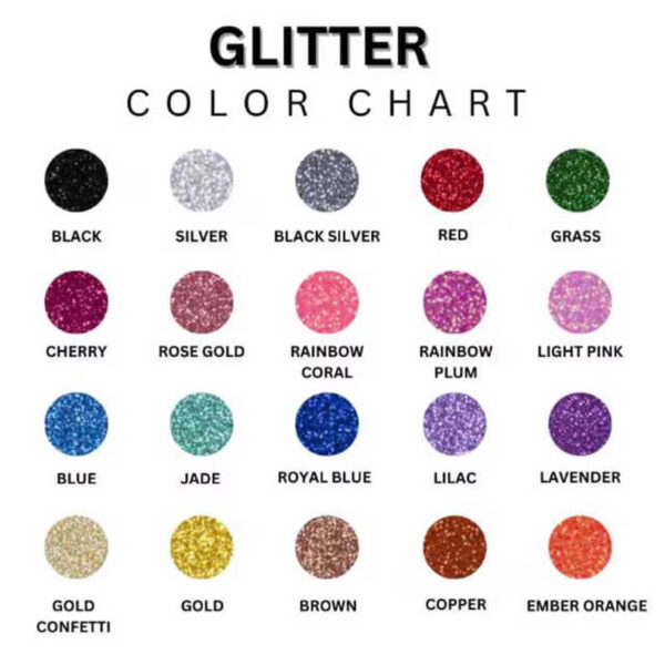 Custom Glitter Applique Embroidered T-Shirt Colors