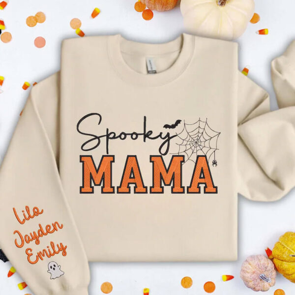 Embroidered Custom Spooky MAMA Shirt 3