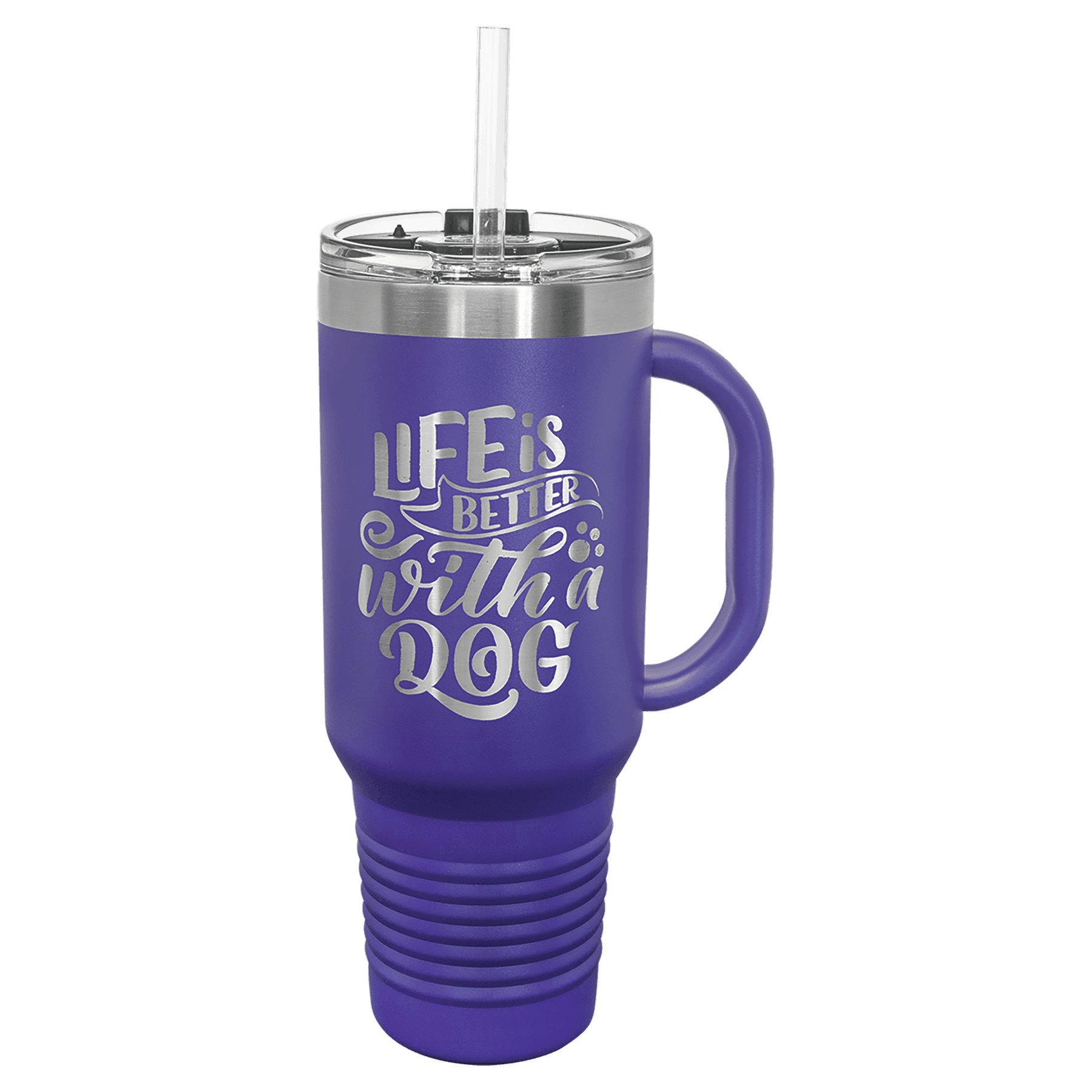 Polar Camel 40 oz. Purple Travel Mug with Snap Lid & Straw