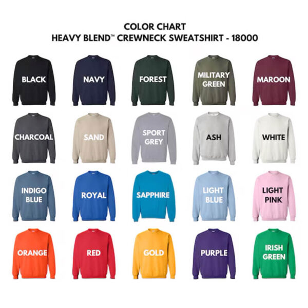 Retro Spooky Mama Sweatshirt Color Chart 2