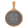 Round Acacia Wood/Slate Serving Board with Handle